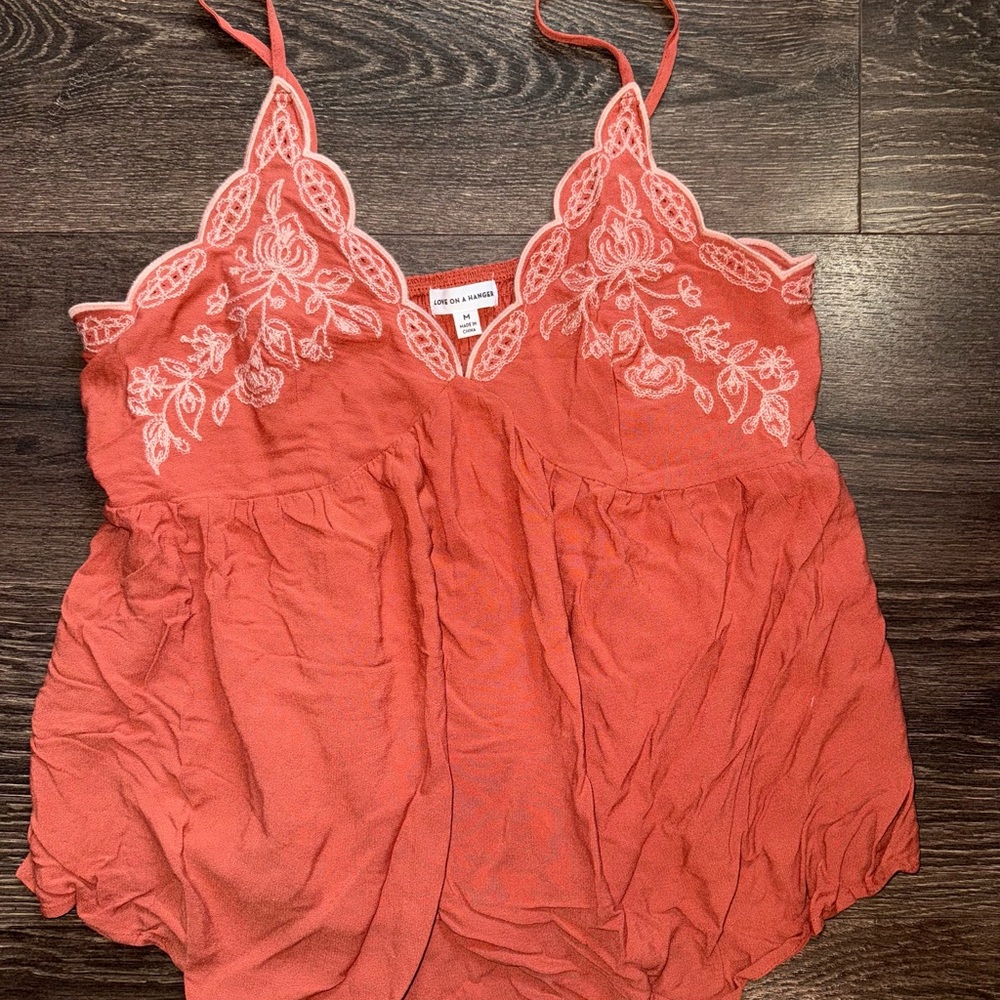 Love on a Hanger Coral Embroidered Camisole